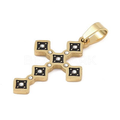 Ion Plating(IP) 304 Stainless Steel Enamel Rhinestone Pendants STAS-Q325-05E-G-1