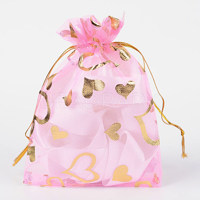 Heart Printed Organza Bags OP-R022-10x12-02-1