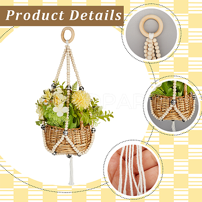 Wooden Plant Rack AJEW-WH20816-032C-1