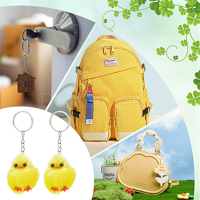 Cute Water Mink Mini Fur Chicken Pendant Bag Keychain KEYC-WH0018-77-1