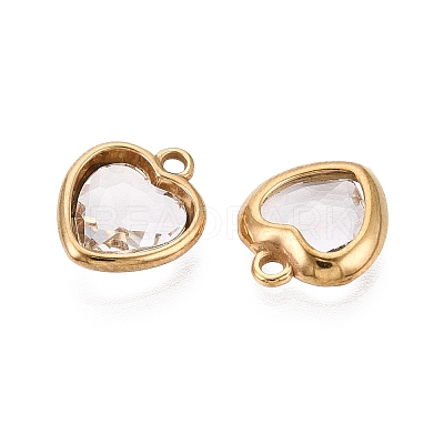 Valentine's Day 304 Stainless Steel with Glass Charms STAS-Q119-01G-01-1