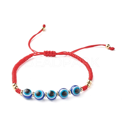 Braided Evil Eye Resin Beads Bracelets BJEW-JB07011-01-1