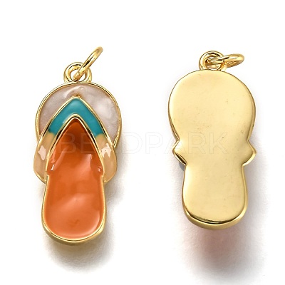 Brass Enamel Pendants KK-B026-25G-1