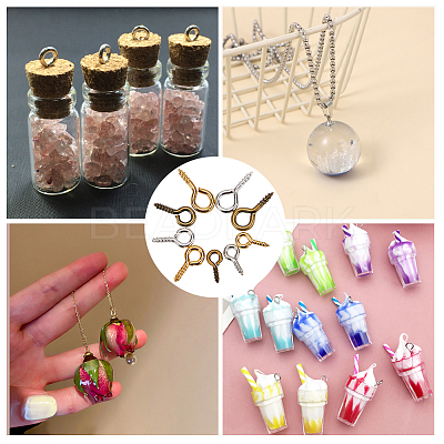 1200Pcs 9 Styles Iron Screw Eye Pin Peg Bails CABI-SP0001-01-1