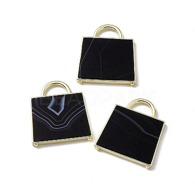Natural Dyed & Heated Black Agate Pendants G-G977-04G-01-1