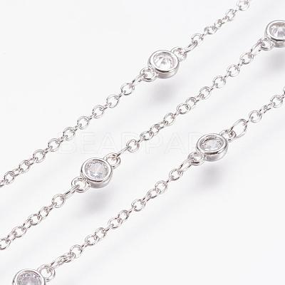 Handmade Brass Cubic Zirconia Chains CHC-P0005-04P-1