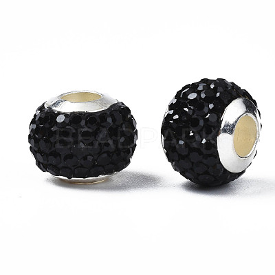 Handmade Polymer Clay Rhinestone European Beads RB-N053-001-02-1