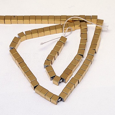 Electroplate Non-magnetic Synthetic Hematite Beads Strands G-J170A-3x3mm-07-1