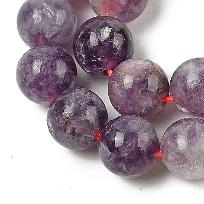 Natural Lepidolite/Purple Mica Stone Beads Strands G-B133-A01-10MM-1