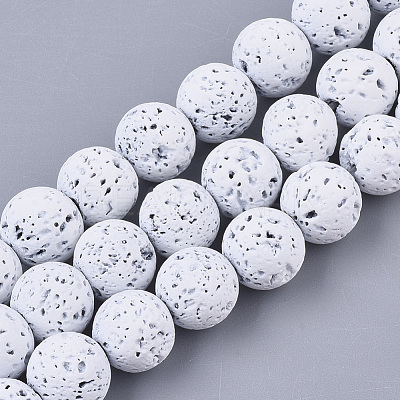 Spray Painted Natural Lava Rock Beads Strands G-N0324-A-M-1