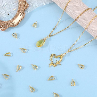 120Pcs Grade AA Brass Ice Pick Pinch Bails for Pendant Making KK-SC0005-20G-1