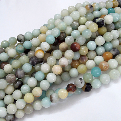 Natural Flower Amazonite Beads Strands G-G692-01-4mm-1