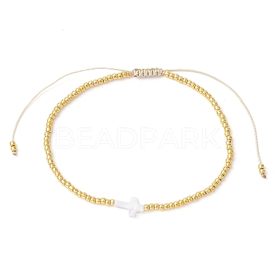 Natural Pearl & Seed Braided Bead Bracelets BJEW-JB09722-05-1