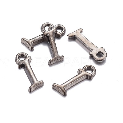 Gunmetal Plated Alloy Letter Pendants LS-PALLOY-J718-01B-I-1