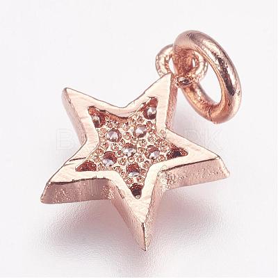 Brass Micro Pave Cubic Zirconia Charms ZIRC-G087-35RG-1