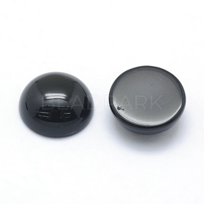 Natural Dyed & Heated Black Agate Cabochons G-P393-R02-8MM-1
