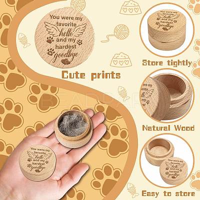 1Pc Beech Wood Engraved Pet Hair Keepsake Boxes CON-CN0001-18J-1