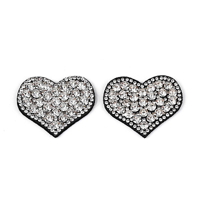 Heart Hotfix Glass Rhinestone with Cloth Patches PATC-T002-02M-1