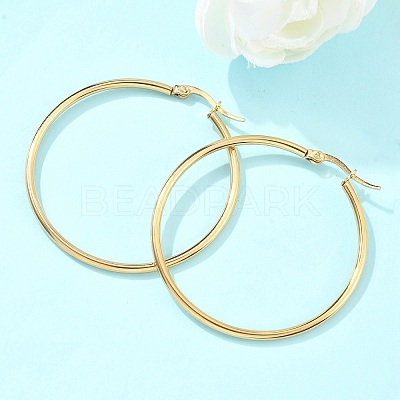 Ion Plating(IP) 304 Stainless Steel Hoop Earrings LS-EJEW-N0016-11G-G-1