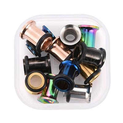 12Pcs 6 Colors 316 Surgical Stainless Steel Screw Ear Gauges Flesh Tunnels Plugs STAS-YW0001-14-1