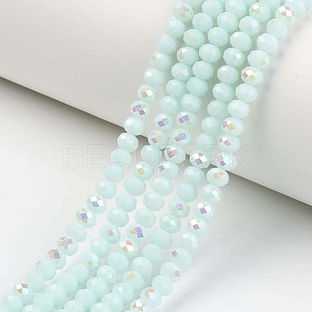 Electroplate Opaque Solid Color Glass Beads Strands EGLA-A034-P10mm-L09-1