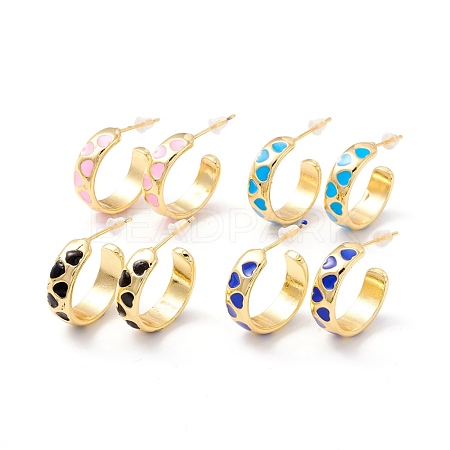 Real 18K Gold Plated Brass Stud Earrings for Women EJEW-I684-06G-RS-1