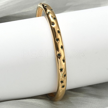 304 Stainless Steel Rhinestone Cuff Bangles for Women BJEW-D456-03G-01-1