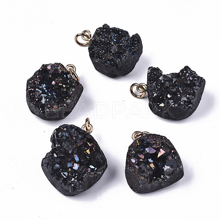 Electroplate Natural Druzy Agate Pendants G-S359-183-1