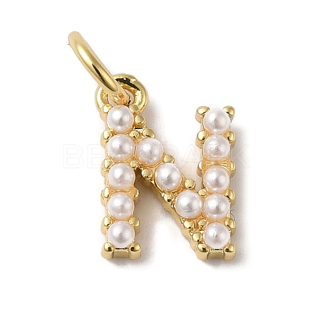 Rack Plating Brass with ABS Plastic Imitation Pearl Charms KK-B092-30N-G-1