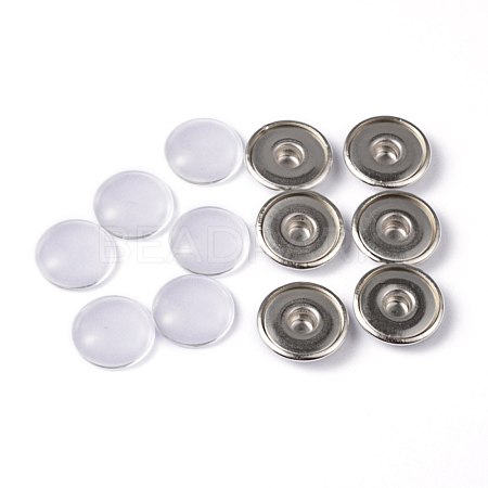 Snap Button Making Brass Snap Buttons with Clear Glass Cabochons BUTT-MSMC002-08-1