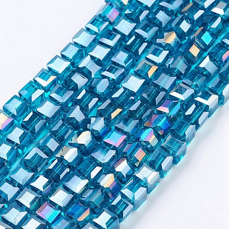 Electroplate Glass Beads Strands X-EGLA-R030-6x6mm-14-1