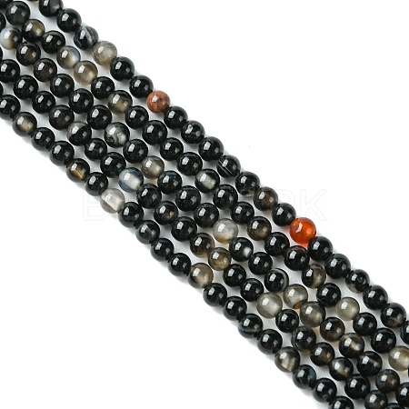 Dyed & Heated Natural Black Agate Bead Strands X-G-A130-2mm-K01-1
