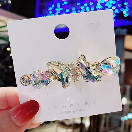 Golden Alloy with K9 Glass Hair Barrettes for Women Girls PW-WGBDFCD-01-1