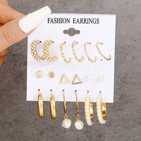 Alloy & Plastic Pearl Earring Sets WG01624-27-1