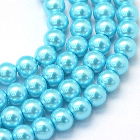 Baking Painted Pearlized Glass Pearl Round Bead Strands X-HY-Q003-10mm-48-1