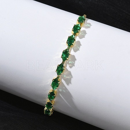Adjustable Square Brass Micro Pave Cubic Zirconia Link Bracelets KK-D112-01B-G-1
