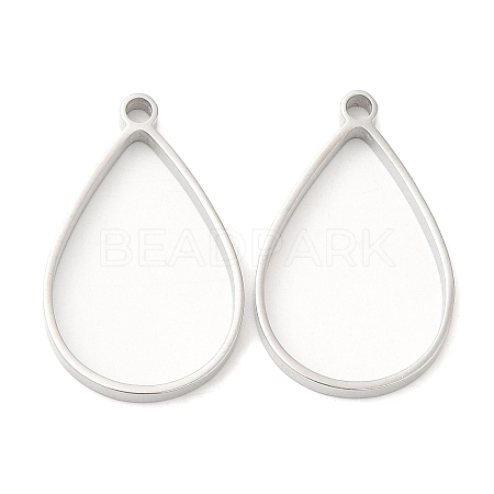Non-Tarnish 304 Stainless Steel Open Back Bezel Teardrop Pendants STAS-Z040-11B-P-1