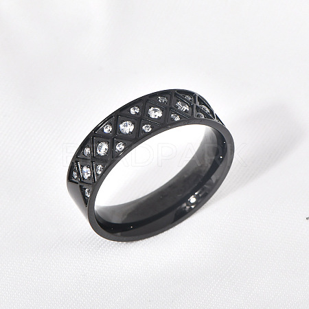 304 Stainless Steel with Clear Cubic Zirconia Finger Rings FS-WG2FC1C-03-1