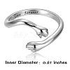 Anti-Tarnish Rhodium Plated 925 Sterling Silver Hug Hands Open Cuff Ring with Love Forever for Women JR860A-3