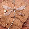 1Pc Glass & Metal Enamel Dragonfly Pendant Decorations HJEW-CN0001-29-3