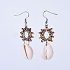 Electroplate Glass Seed Beads Dangle Earrings EJEW-JE03049-1
