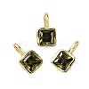 Square Brass Micro Pave Cubic Zirconia Charms KK-C134-06G-2