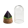 Natural Amethyst Pyramid Display Decoration with Glass Dome Cloche Cover DJEW-B009-01G-2