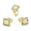 Natural Rose Quartz & Green Aventurine Gemstone Rectangle Adjustable Ring RJEW-B030-01A-11-1