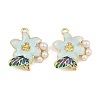 Alloy & Enamel & ABS Plastic Pearl Pendants PL-CBA415D-36G-1