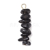 Gradient Color Natural Smoky Quartz & Natural Obsidian & Natural Labradorite Chip Beaded Pendants PALLOY-JF02795-07-3