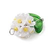 Glass Seed Beaded Flower Pendants PALLOY-MZ00521-02-4