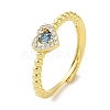 Rack Plating Brass Micro Pave Cubic Zirconia Adjustable Rings RJEW-H228-02G-2