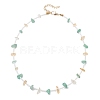 Natural Green Aventurine & Citrine Chip & Glass Seed Baeded Necklaces for Women NJEW-JN05603-01-3