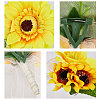 CRASPIRE 2Pcs Artificial Silk Sunflower Boutonniere Brooch JEWB-CP0001-01-4
